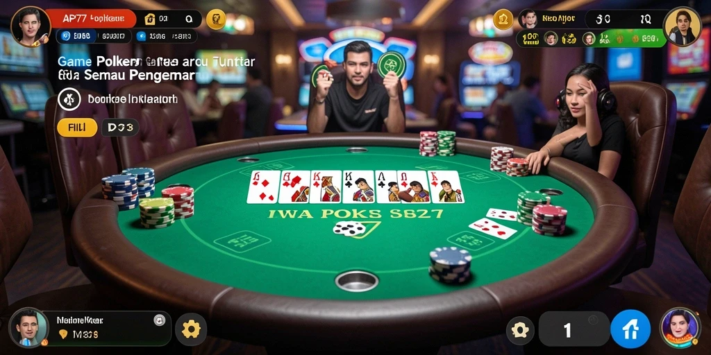 Tampilan gameplay poker yang menegangkan di API77.