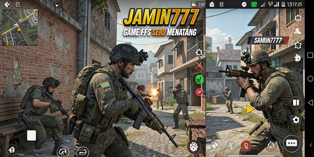 Tangkapan layar utama menunjukkan aksi intens dalam permainan FPS.