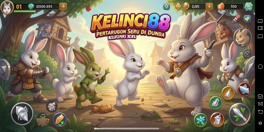 Screenshot menampilkan aksi pertarungan seru di KELINCI88.