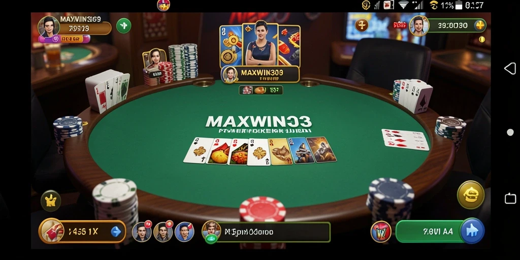 Screenshot MAXWIN303 menampilkan intensitas permainan Poker yang menegangkan.