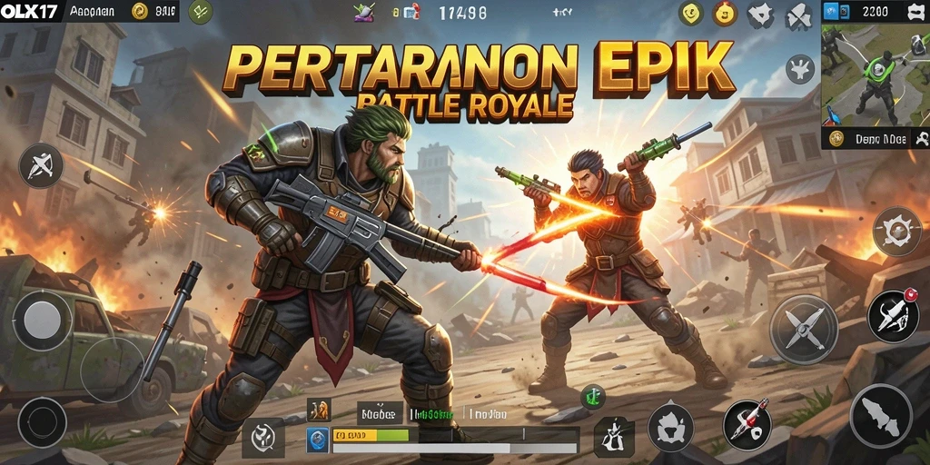 Menampilkan aksi epic dalam pertempuran Battle Royale.