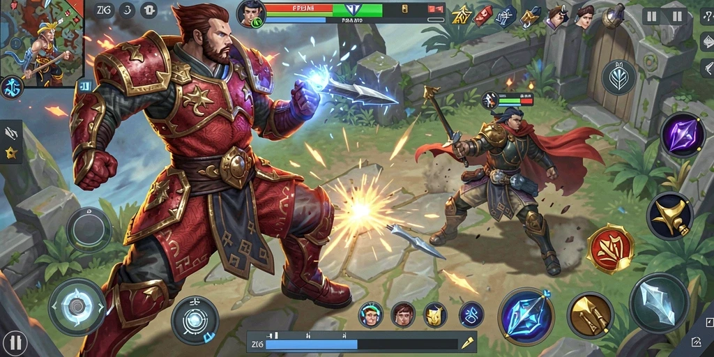 Gameplay ZK6 yang mendebarkan dan seru saat bertarung.